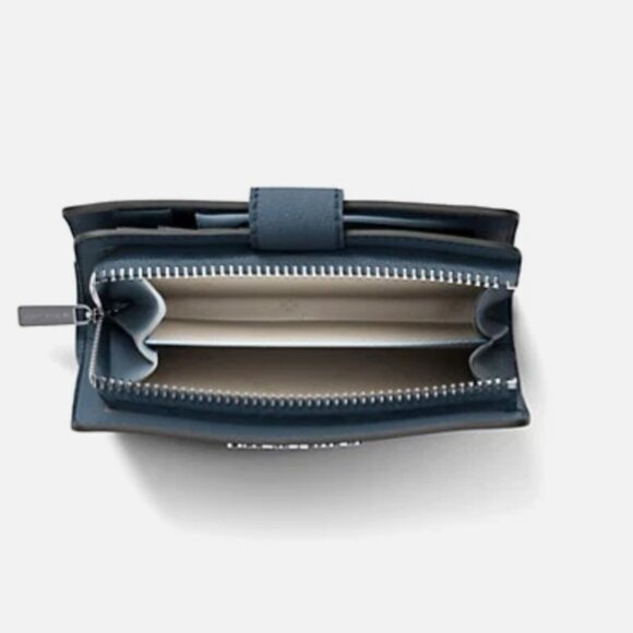 New Michael Kors Medium Crossgrain Leather Wallet Cornflower - Picture 4 of 5